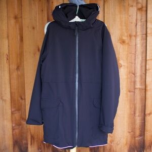 Ivivva By Lululemon Fleece-Lined Black Zip-Up Long Jacket Girls Size 14